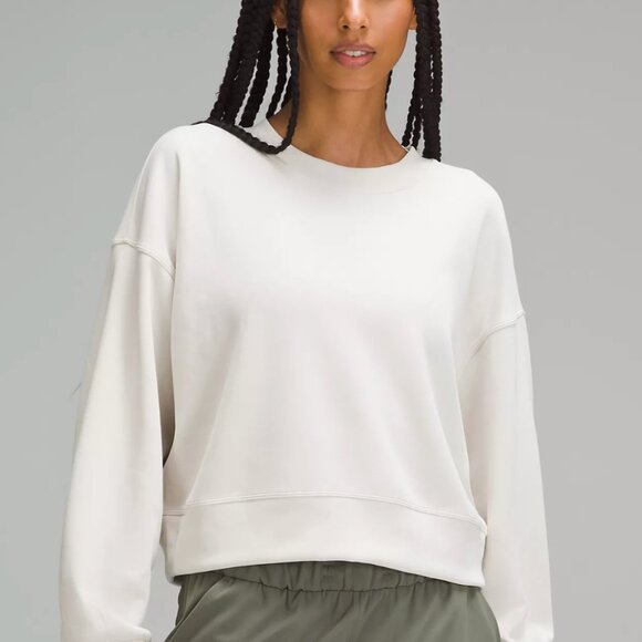 NWT LuluLemon Perfectly Oversized Crop Crew Size 4 White Opal - Picture 1 of 9